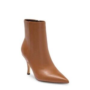 New Marc Fisher Fergus Pointed Toe Bootie Mid Hi Heel Natural Leather 9  Women